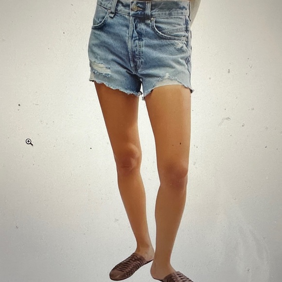 We The Free Pants - Free People Light Blue Distressed Denim Now or Never Women's Shorts 27